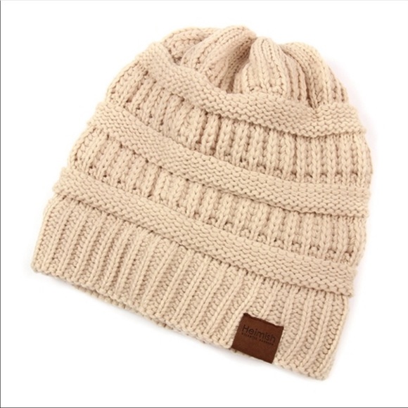 Heimish Atlantic Fashion Accessories - Messy Bun Beanie in Cream